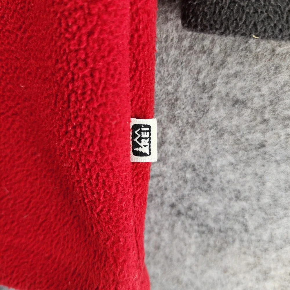 REI Fleece Jacket Mens Extra Large Quarter Zip Gray Red Long Sleeve